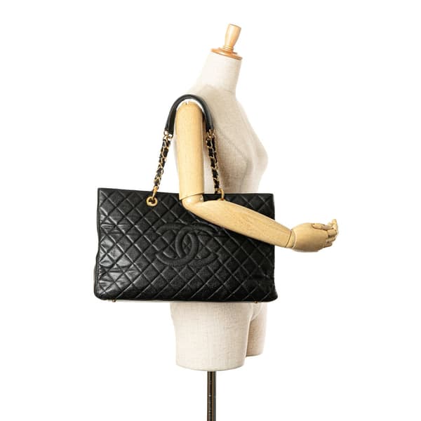 Pre-owned Chanel Caviar Grand Shopping Tote XL Black