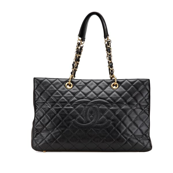 Pre-owned Chanel Caviar Grand Shopping Tote XL Black