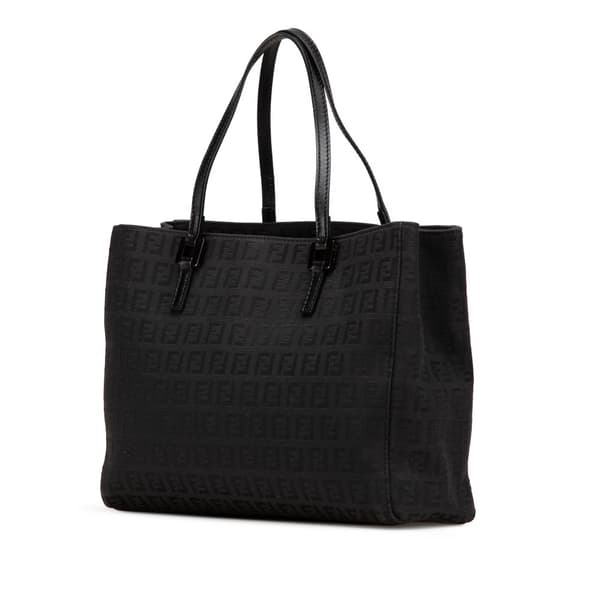 Pre-owned Fendi Small Zucchino Canvas Tote Black