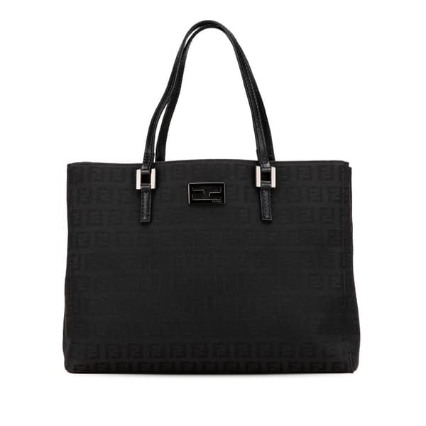 Pre-owned Fendi Small Zucchino Canvas Tote Black