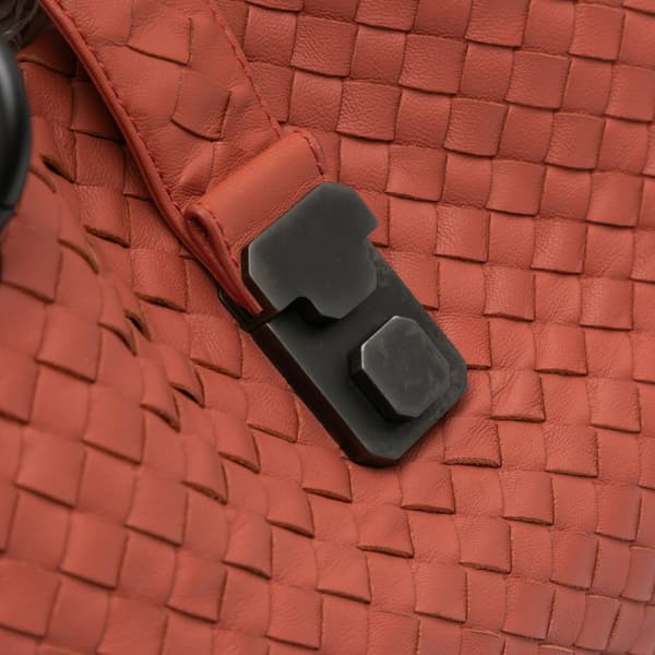 Pre-owned Bottega Veneta Large Nappa Intrecciato Capri Tote Red