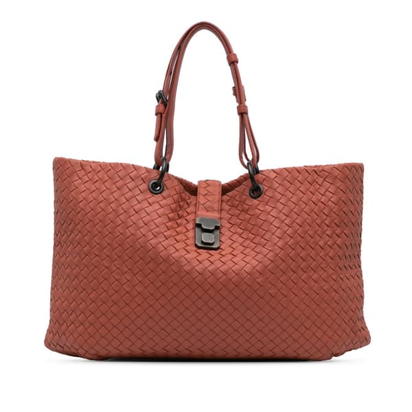 Pre-owned Bottega Veneta Large Nappa Intrecciato Capri Tote Red