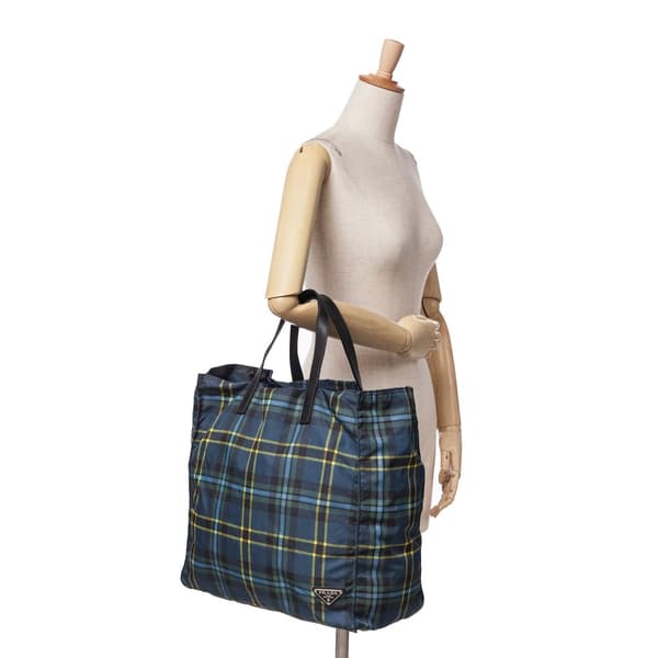 Pre-owned Prada Tessuto Stampato Tote Blue