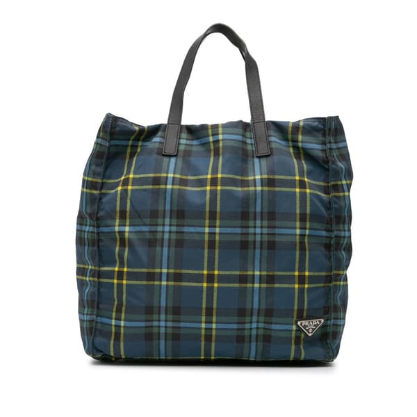 Pre-owned Prada Tessuto Stampato Tote Blue
