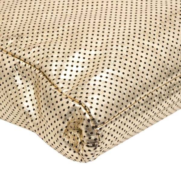 Pre-owned Chanel Perforated Crackled Metallic Calfskin Drill Tote Gold