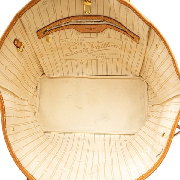 Pre-owned Louis Vuitton Damier Azur Neverfull MM White