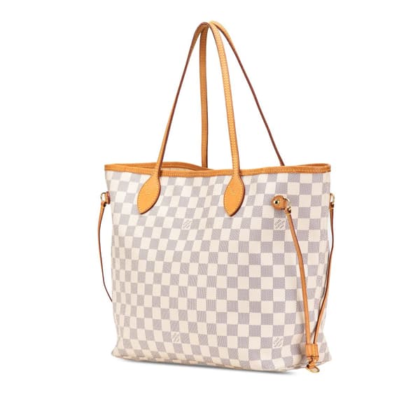 Pre-owned Louis Vuitton Damier Azur Neverfull MM White