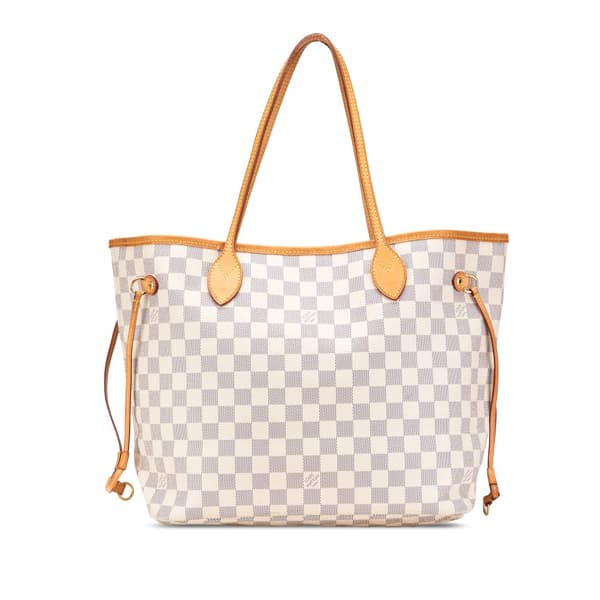 Pre-owned Louis Vuitton Damier Azur Neverfull MM White