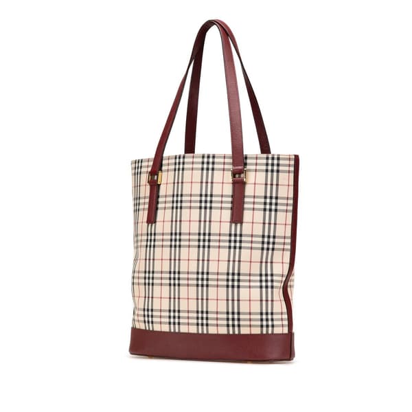 Pre-owned Burberry House Check Canvas Tote Brown