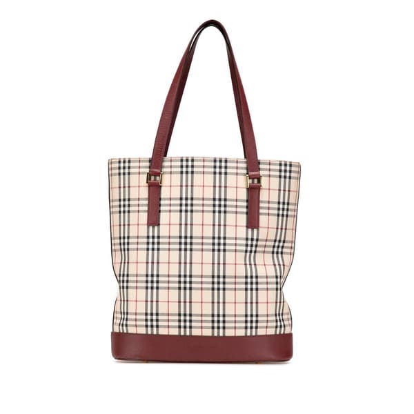 Pre-owned Burberry House Check Canvas Tote Brown