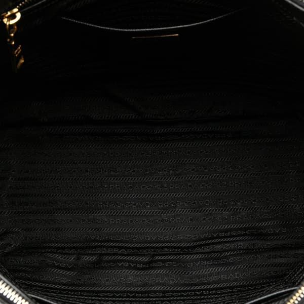 Pre-owned Prada Large Saffiano Lux Galleria Double Zip Tote Black
