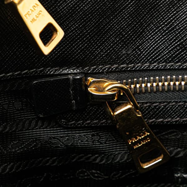 Pre-owned Prada Large Saffiano Lux Galleria Double Zip Tote Black