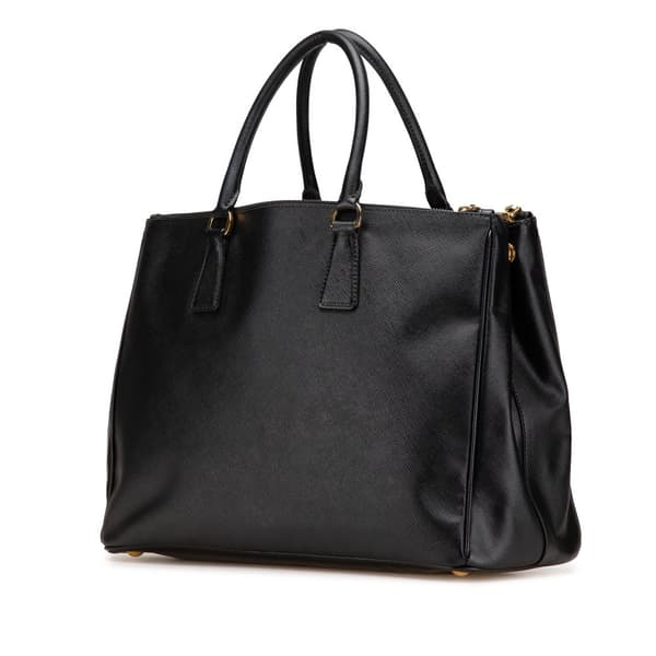 Pre-owned Prada Large Saffiano Lux Galleria Double Zip Tote Black
