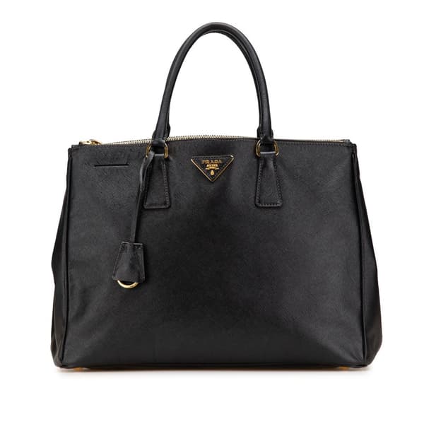 Pre-owned Prada Large Saffiano Lux Galleria Double Zip Tote Black