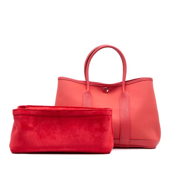 Pre-owned Hermès Toile Officier Negonda Garden Party 30 Red