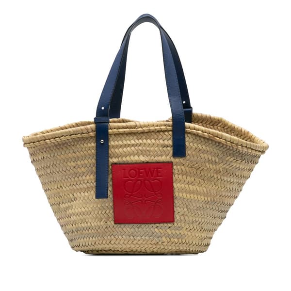 Pre-owned LOEWE Large Raffia Basket Bag Brown