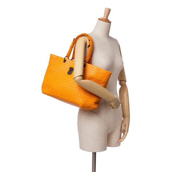 Pre-owned Bottega Veneta Large Nappa Intrecciato Capri Tote Orange