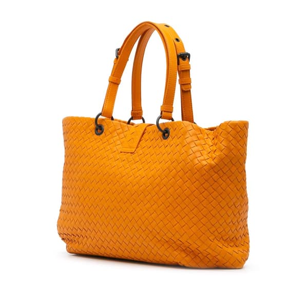 Pre-owned Bottega Veneta Large Nappa Intrecciato Capri Tote Orange