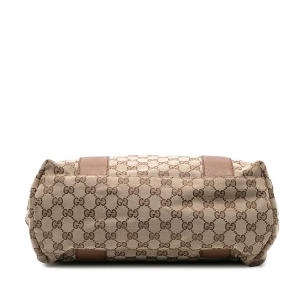 Pre-owned Gucci Large GG Canvas Bamboo Bar Tote Brown