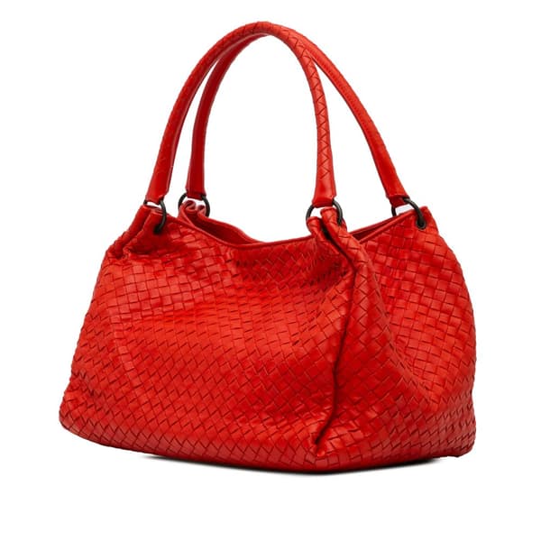 Pre-owned Bottega Veneta Nappa Intrecciato Parachute Tote Red