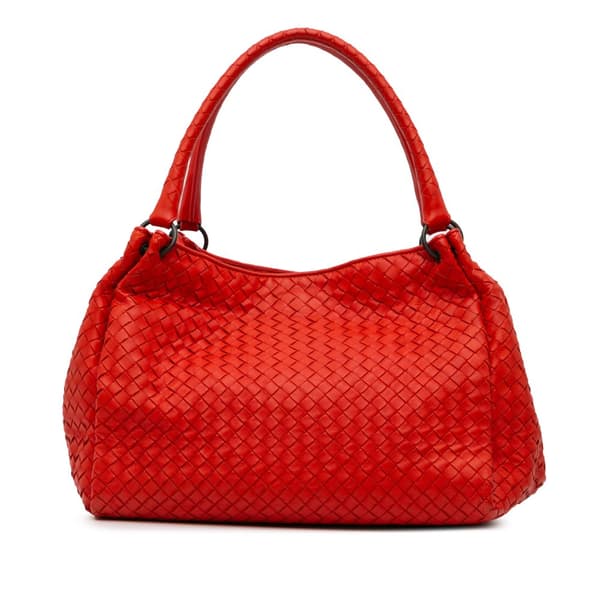 Pre-owned Bottega Veneta Nappa Intrecciato Parachute Tote Red