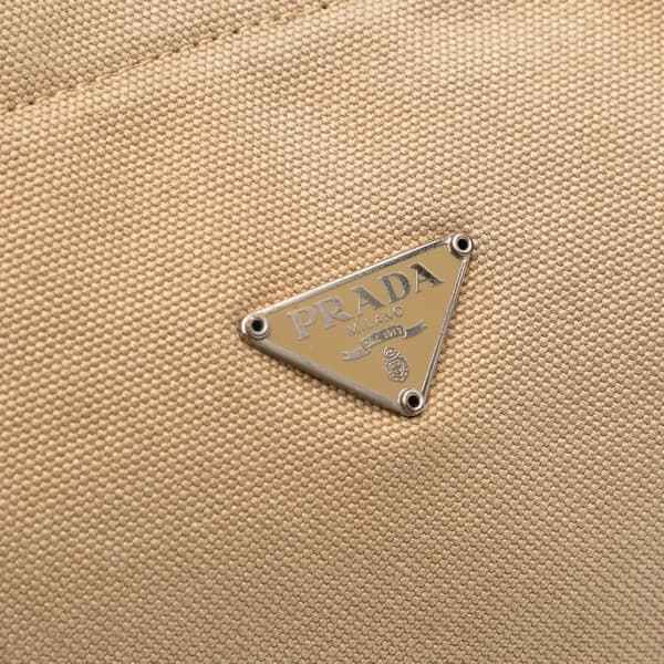Pre-owned Prada Cinghiale Trimmed Canapa Tote Brown