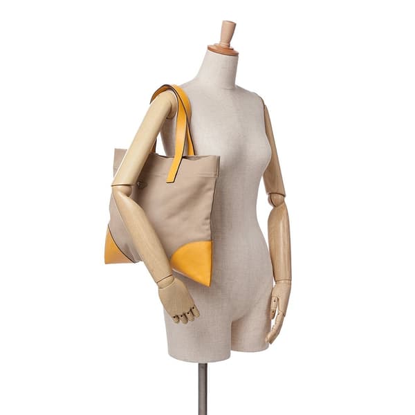 Pre-owned Prada Cinghiale Trimmed Canapa Tote Brown