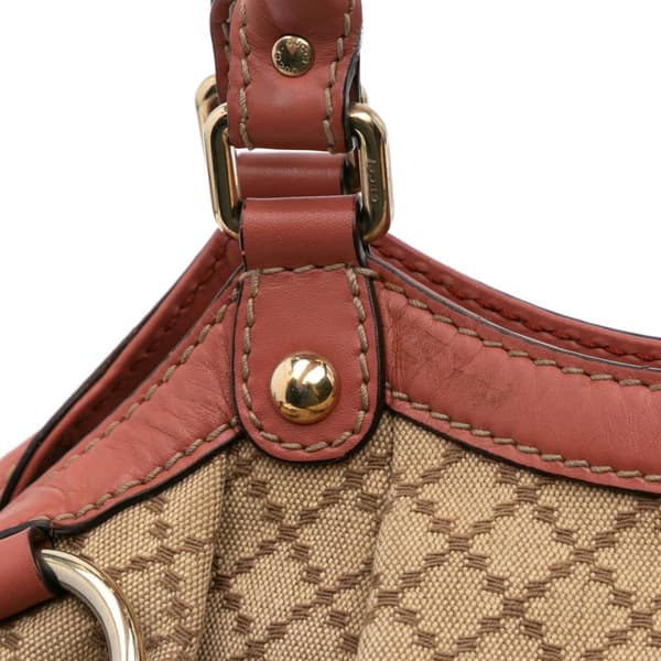 Pre-owned Gucci Medium Diamante Canvas Sukey Tote Brown