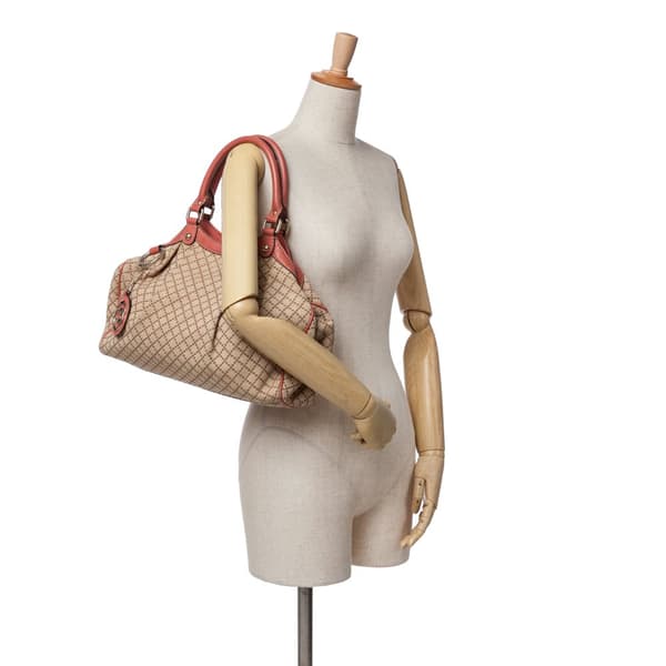 Pre-owned Gucci Medium Diamante Canvas Sukey Tote Brown