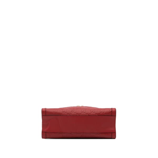 Pre-owned Gucci Small Guccissima Padlock Tote Red
