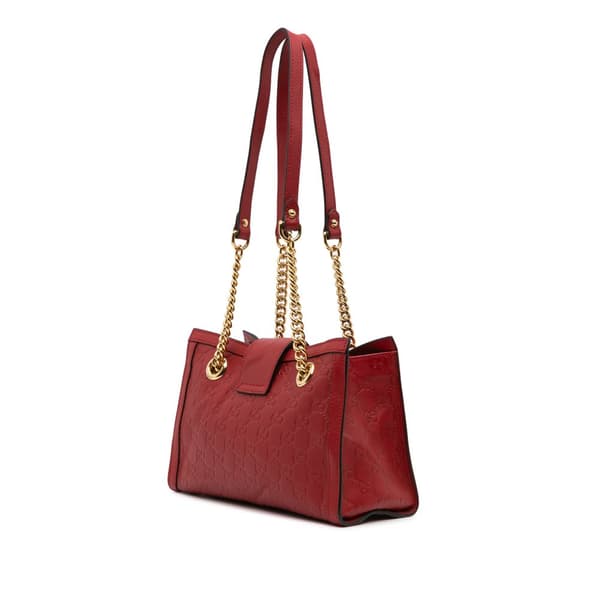 Pre-owned Gucci Small Guccissima Padlock Tote Red