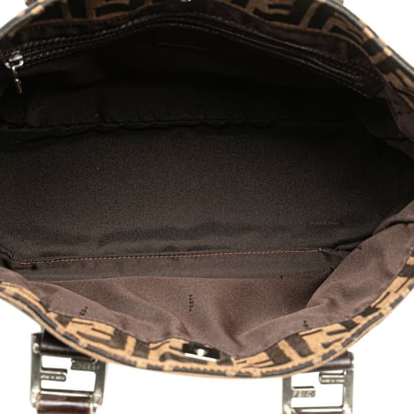 Pre-owned Fendi Small Zucca Canvas Twins Tote Brown