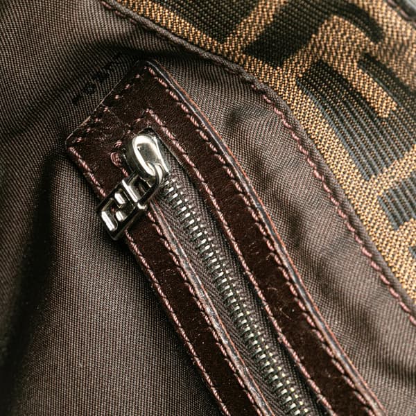 Pre-owned Fendi Small Zucca Canvas Twins Tote Brown