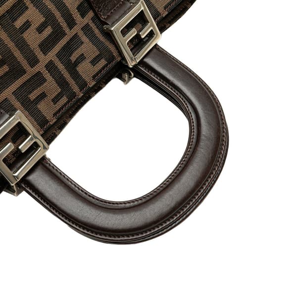 Pre-owned Fendi Small Zucca Canvas Twins Tote Brown