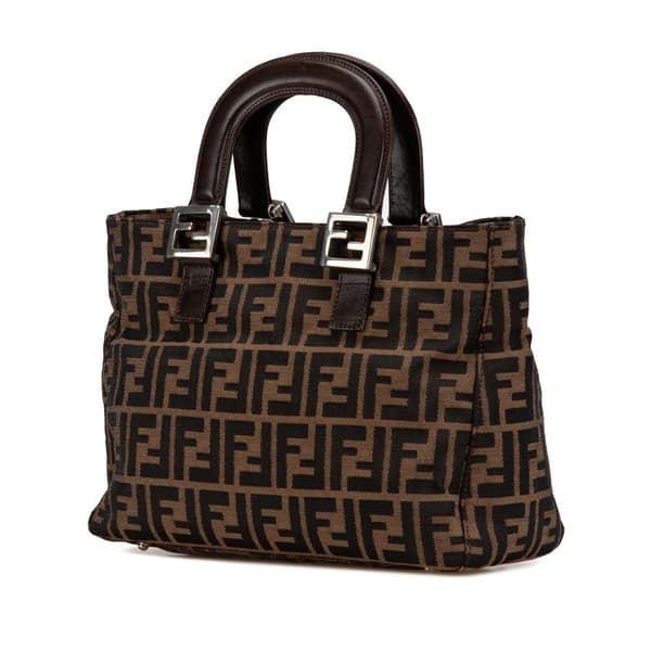 Pre-owned Fendi Small Zucca Canvas Twins Tote Brown