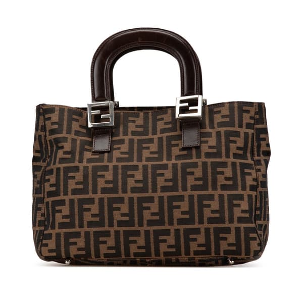 Pre-owned Fendi Small Zucca Canvas Twins Tote Brown