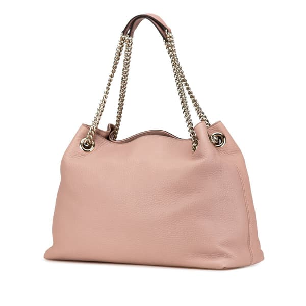 Pre-owned Gucci Medium Leather Soho Chain Tote Pink