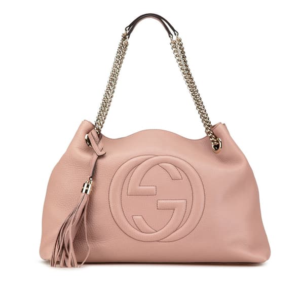 Pre-owned Gucci Medium Leather Soho Chain Tote Pink