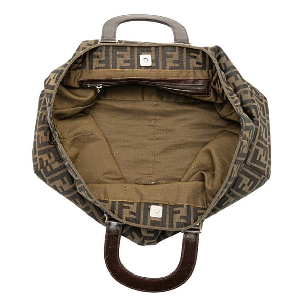 Pre-owned Fendi Large Zucca Canvas Twins Tote Brown