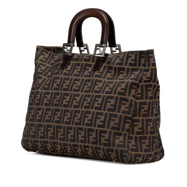 Pre-owned Fendi Large Zucca Canvas Twins Tote Brown