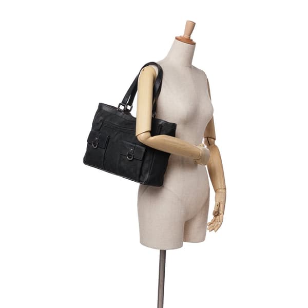 Pre-owned Gucci GG Canvas Abbey D Ring Pocket Tote Black