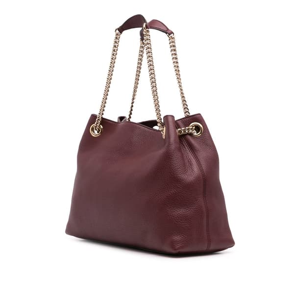 Pre-owned Gucci Medium Leather Soho Chain Tote Purple