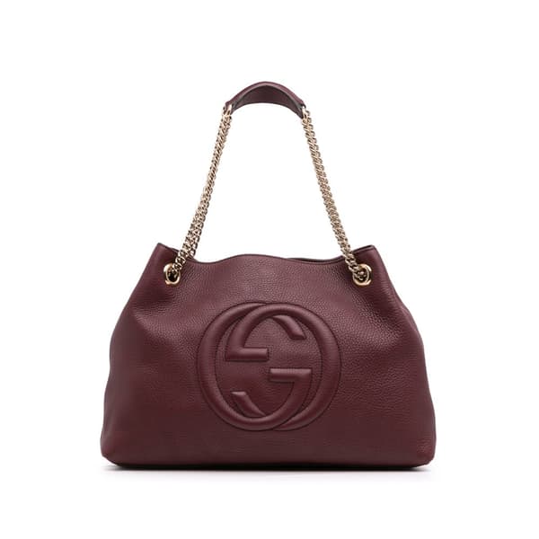 Pre-owned Gucci Medium Leather Soho Chain Tote Purple