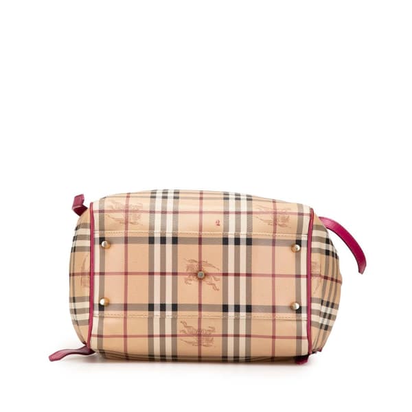 Pre-owned Burberry Small Haymarket Check Coated Canvas Canterbury Tote Brown