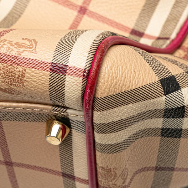 Pre-owned Burberry Small Haymarket Check Coated Canvas Canterbury Tote Brown