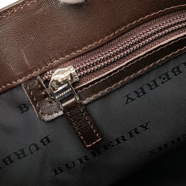 Pre-owned Burberry House Check Canvas Tote Brown