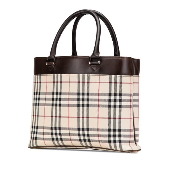 Pre-owned Burberry House Check Canvas Tote Brown
