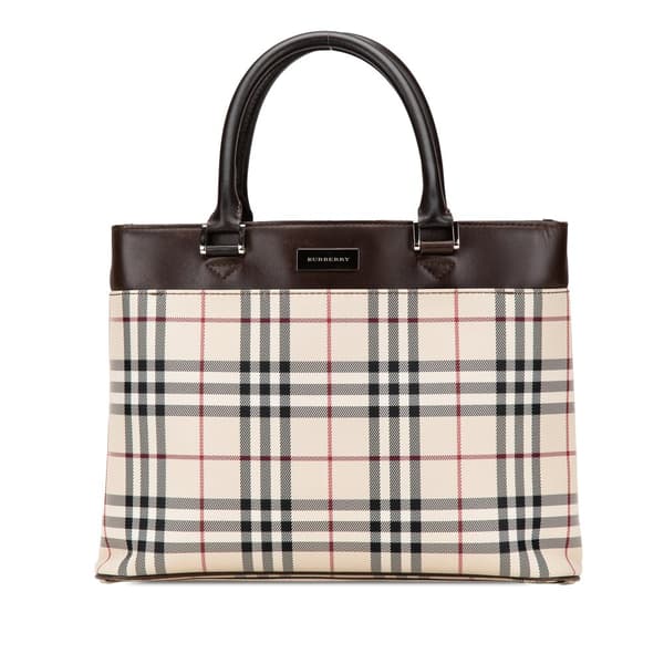 Pre-owned Burberry House Check Canvas Tote Brown