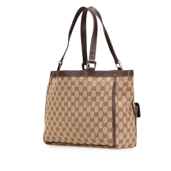 Pre-owned Gucci GG Canvas Abbey D Ring Pocket Tote Brown