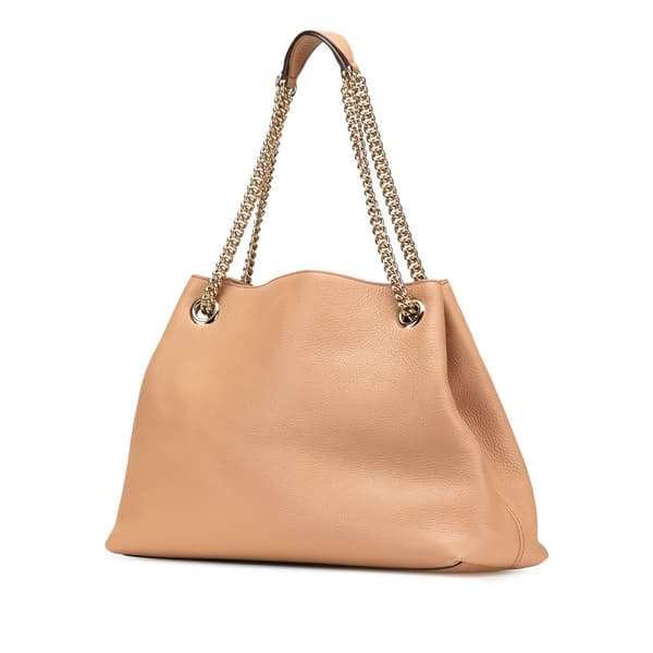 Pre-owned Gucci Medium Leather Soho Chain Tote Brown